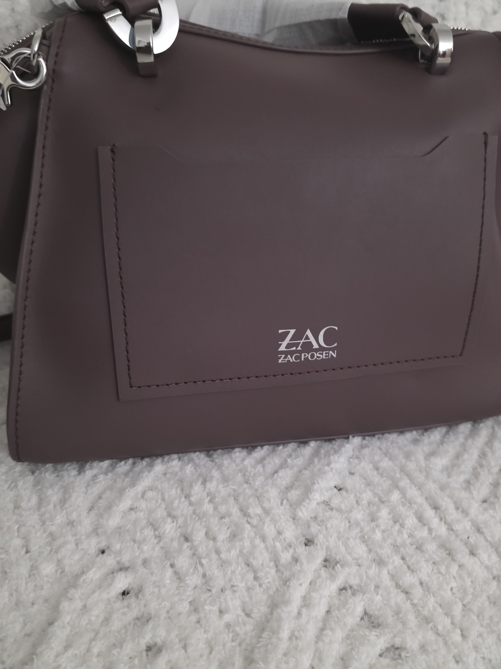 ZAC Zac Posen Plum-Deep Purple Leather Satchel with Silver Hardware - Picture 7 of 9